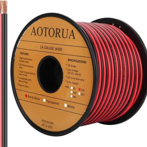 100FT 14/2 Gauge Red Black Cable Hookup Electrical Wire, 14AWG 2 Conductor 2 Color Flexible Parallel Zip Wire LED Strips Extension Cord 12V/24V DC Cable for LED Ribbon Lamp Tape Lighting