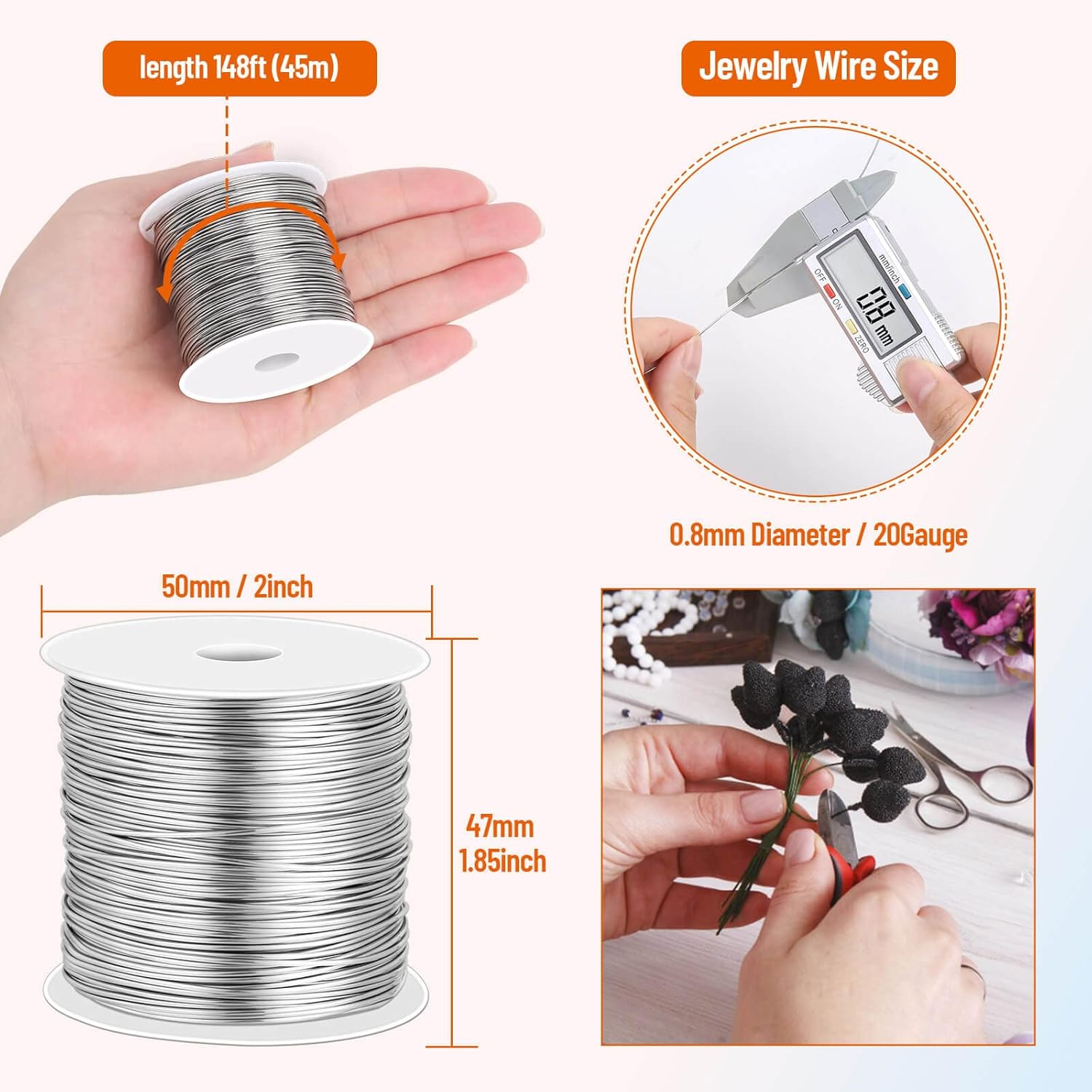 cridoz 20 Gauge Stainless Steel Wire for Jewelry Making, Bailing Wire Snare Wire for Craft and Jewelry Making - Image 2