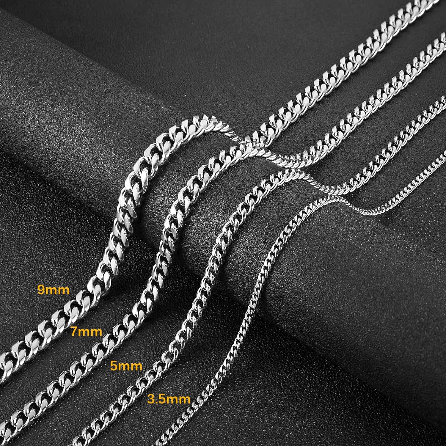 Cuban Chain for Men 3.5mm/5mm/7mm/9mm Stainless Steel Men's Gold Chain Silver Chain Diamond Cut Hip Hop Link Chains Necklace 16-30 Inch - Image 4