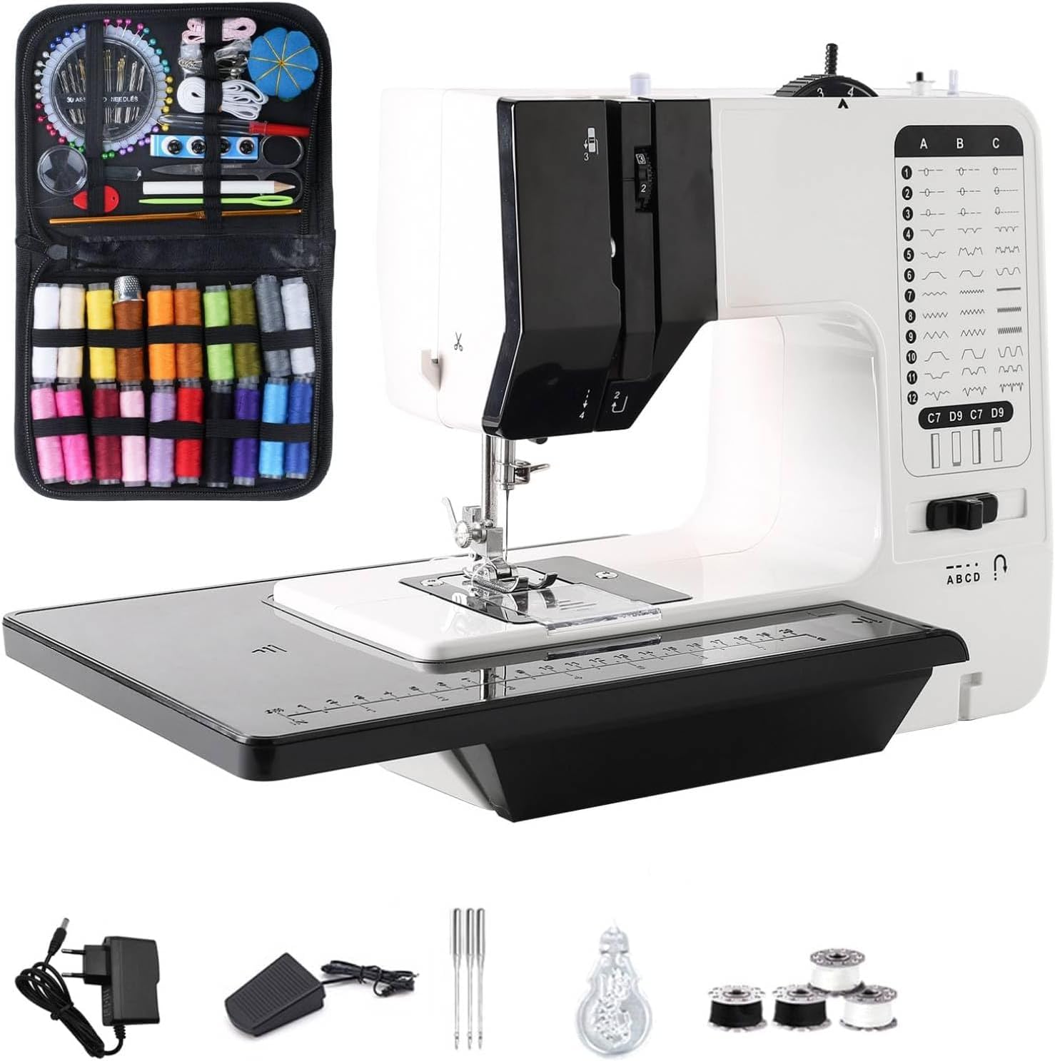Sewing Machine, Mini Sewing Machine for Beginners and Kids, Portable Electric Sewing Machine, High-Low Speeds, 12 Stitches Adjustable Speed Speed with Foot Pedal(Newest Upgrade Version)